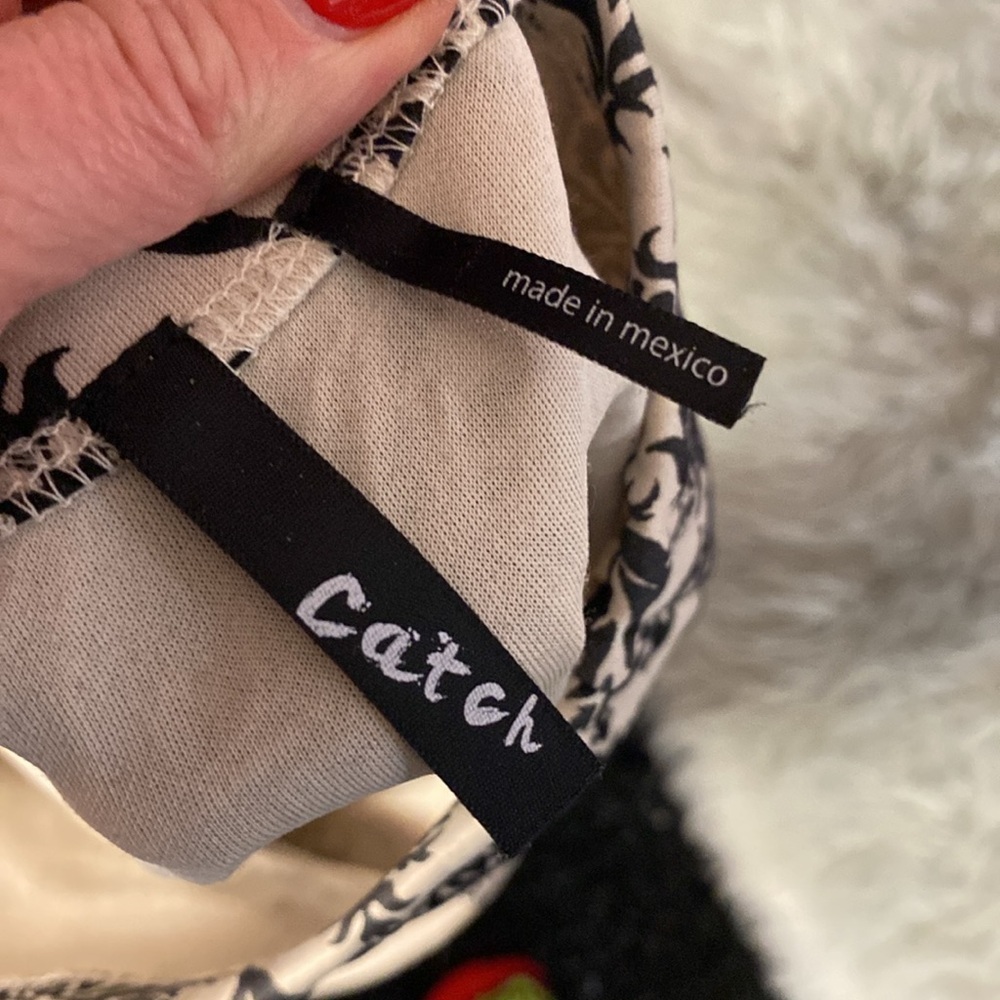 Black White Damask Pencil Skirt Stretch Classic Elegant Size S - Picture 6 of 7